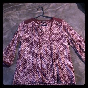 Lightweight Limited blouse - burgundy and white